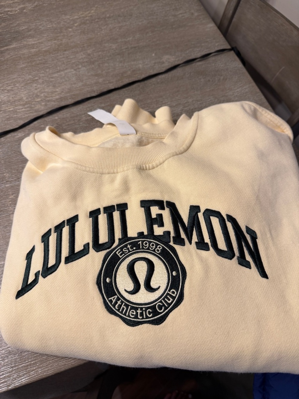 lululemon athletica Cream Crewneck Sweater with Black Logo